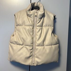 Zara girls cream beige pleather puffer vest
